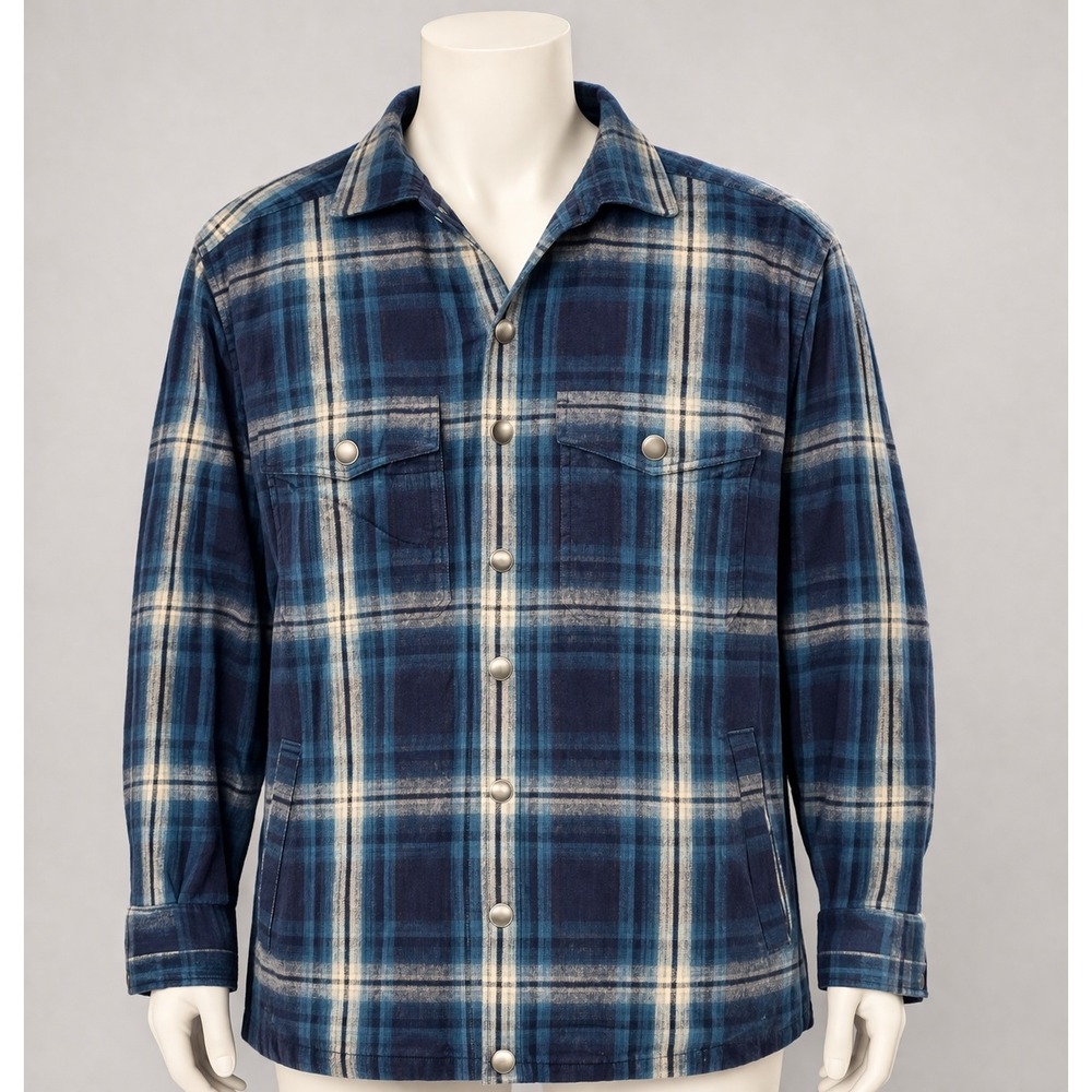 Ariat Jacket Mens Small Blue Plaid Mannoch Retro Fit Shacket Quilted Button